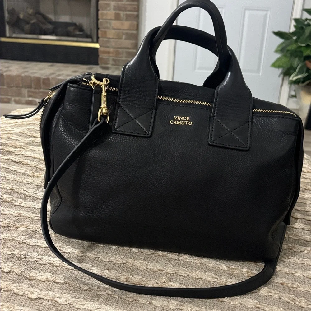 Vince Camuto Jayde Satchel‎ Black Leather Crossbody Bag